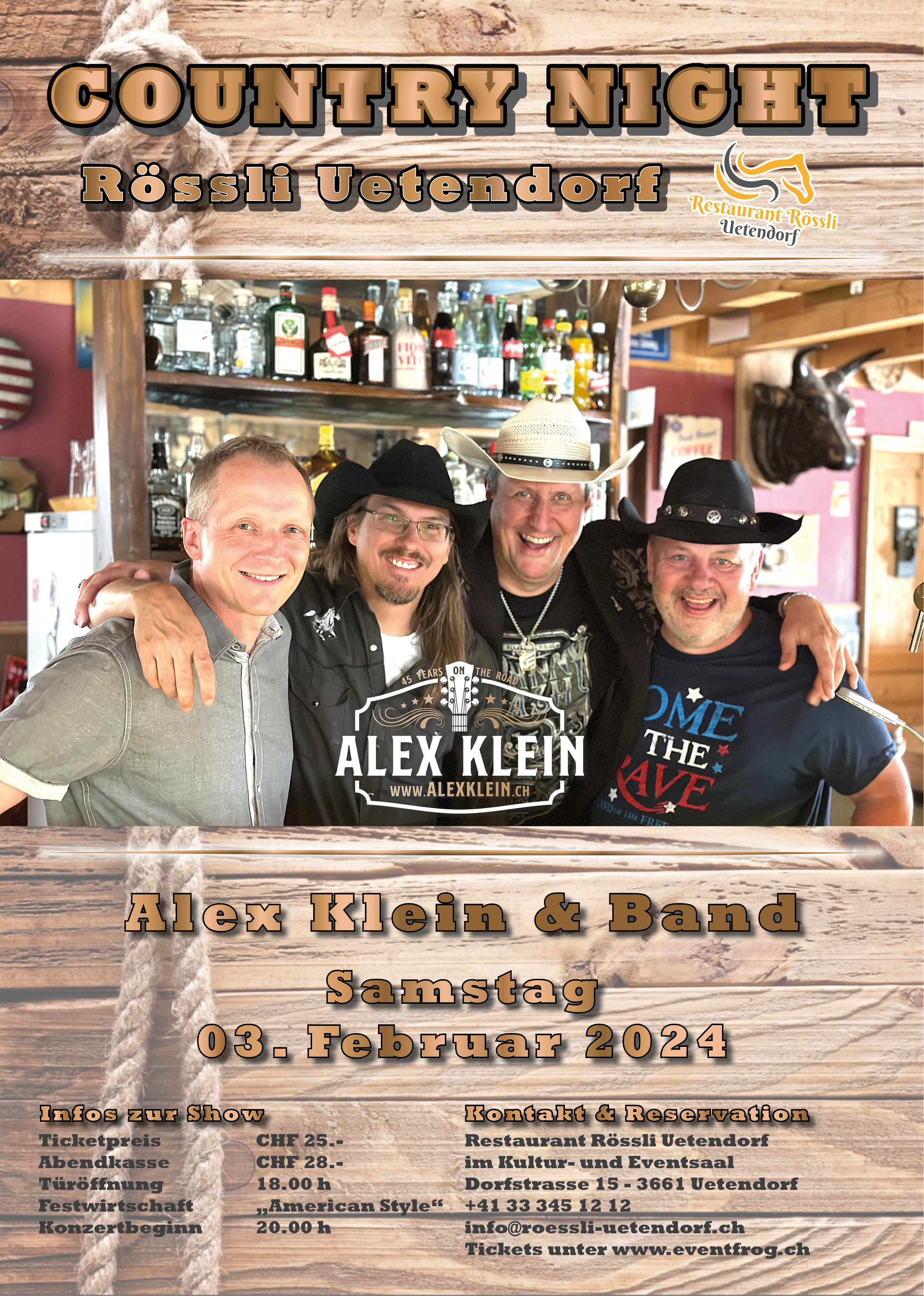 Country Night Flyer Alex Klein und Band 03.02.2024